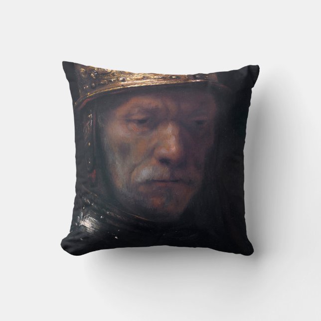 Almofada Homem de Rembrandt em capacete de Ouro (Frente)