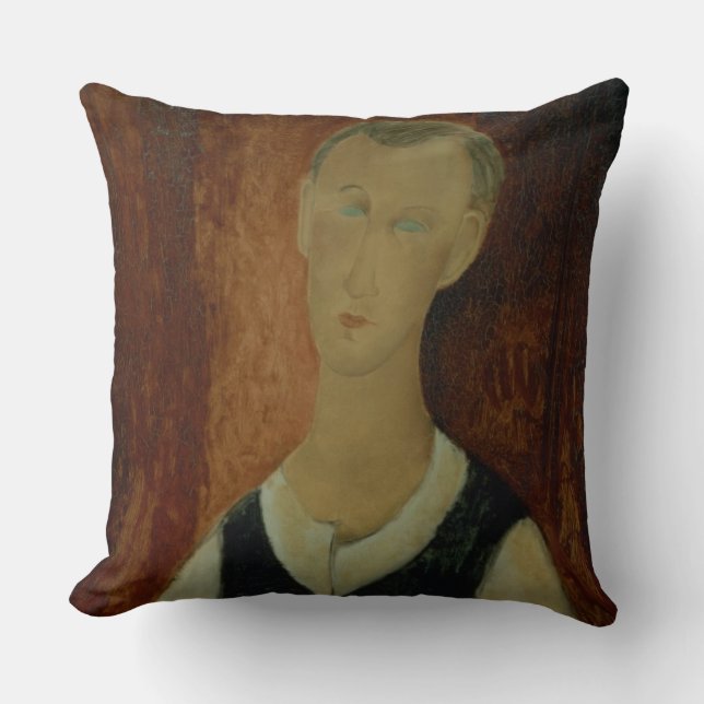 Almofada Homem novo com um Waistcoat preto, 1912 (o óleo (Frente)