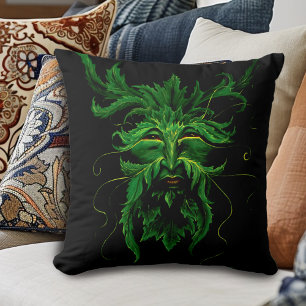 Almofada Homem Verde Folhas Fae Pretas