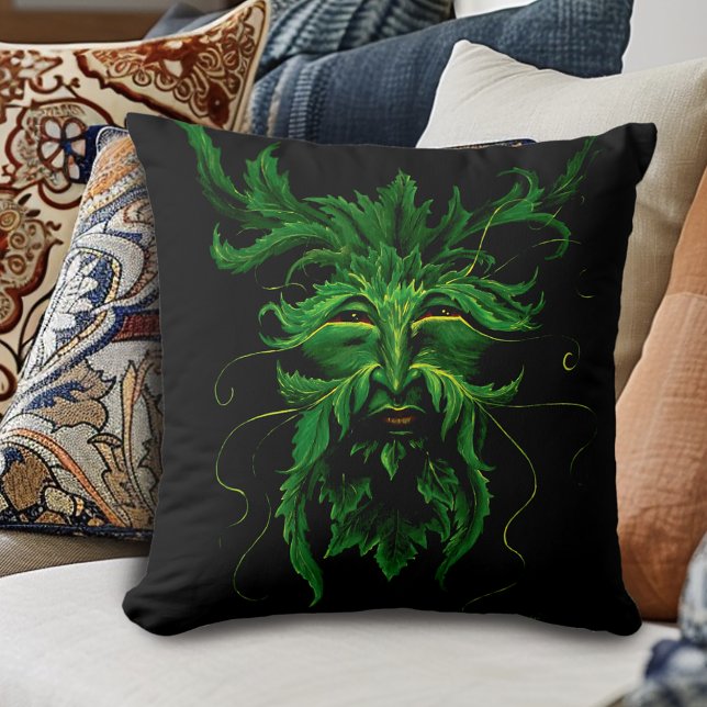 Almofada Homem Verde Folhas Fae Pretas (Criador carregado)