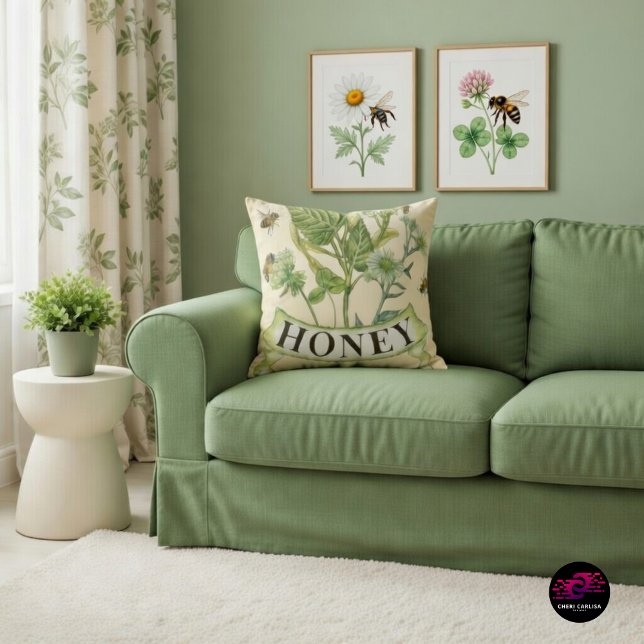 Almofada Honeybee Haven (A curated touch of vintage nature for refined interiors.)