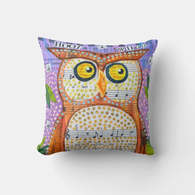 Almofada Hoot Owl & Singing Bird (Frente)