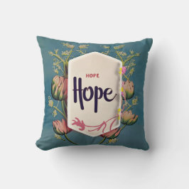 Almofada Hope Blooms - Elegant Floral Typography 