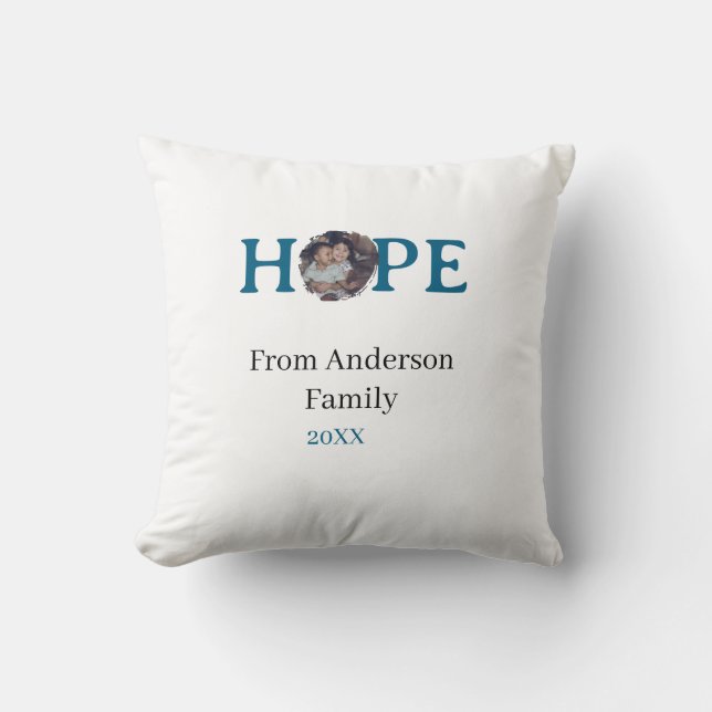 Almofada Hope blue holidays bold letter kids photo name yea (Frente)