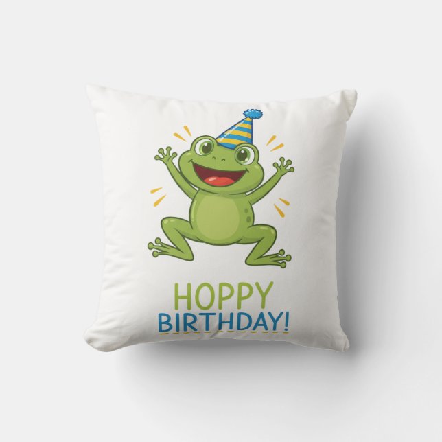 Almofada Hoppy Birthday Funny Frog Kids (Frente)