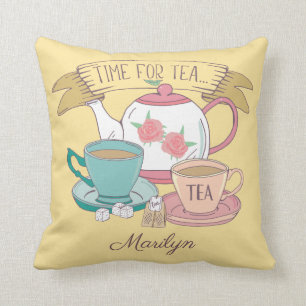 Almofada Hora da Decoração do Tea Vintage em Chamas Britâni