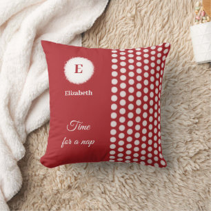Almofada Hora do monograma vermelho e branco para uma sonec