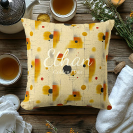 Almofada Hora do ouro - Ênfase Geométrica Dourada e Creme