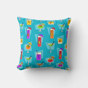 Almofada Horário Feliz, Retro, Bebidas Tropicais Havaianas