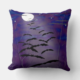 Almofada Horas de Bewing com Lua Branca e Bats de Cheio