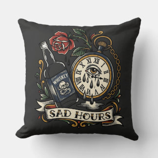 Almofada Horas Tristes Relógio Tatuagem Flash Vintage 3am E