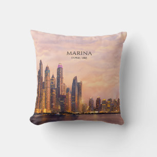 Almofada Horizonte de Dubai Marina Aquarela Luzes da Cidade