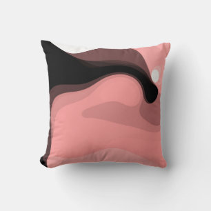 Almofada Horizonte Sunset: Abstrato cor-de-rosa, preto e br