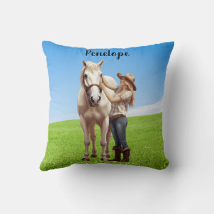 Almofada Horseback Rapariga de Cavalo Personalizado