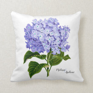 Almofada Hortênsia Lavanda Floral Botânica Personalizada