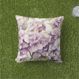 Almofada Hortênsias em aquarela rosa elegante roxo