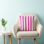 Almofada Hot Pink and White Stripes<br><div class="desc">Hot pink and white striped print</div>