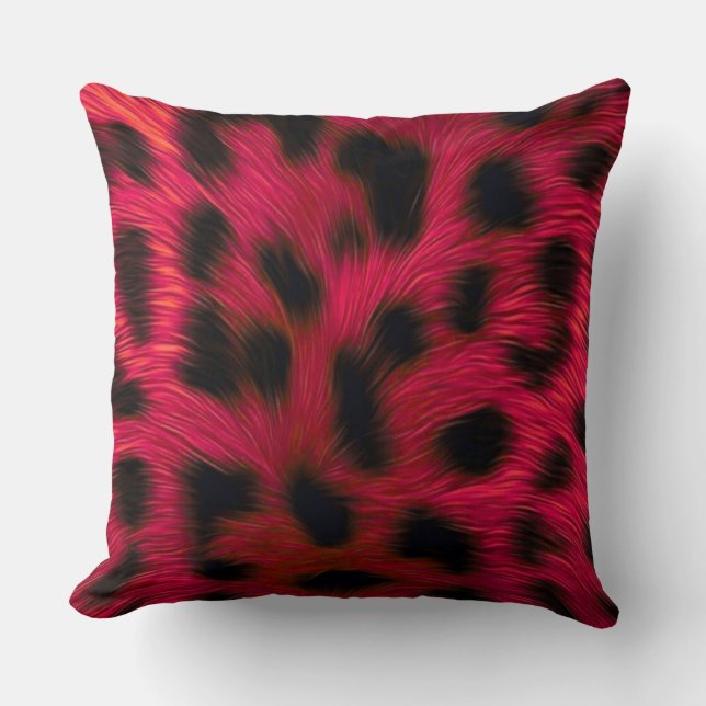 Almofada Hot Pink Leopard Print Faux  (Frente)