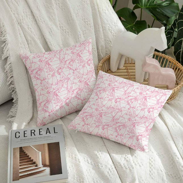 Almofada Hot Pink Scribble Cats – modern cute Pattern (Criador carregado)