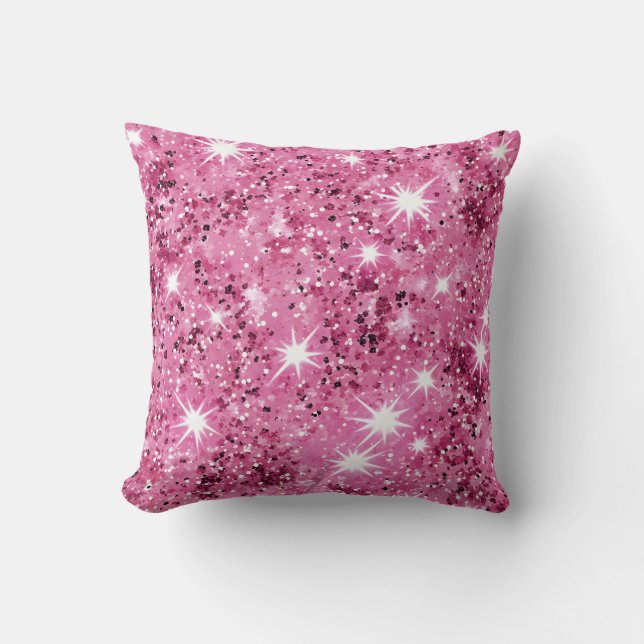 Almofada  Hot Pink Stars Sequin Glitter  (Frente)