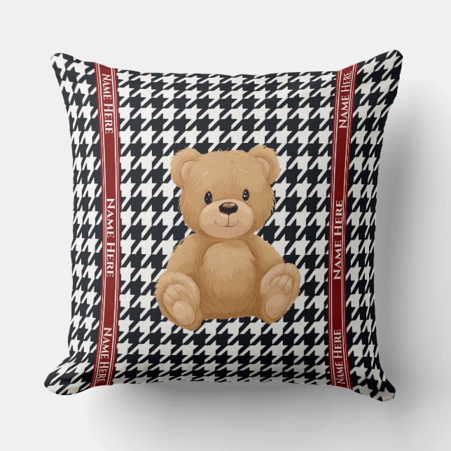 Almofada Houndstooth Bear Home, (Frente)