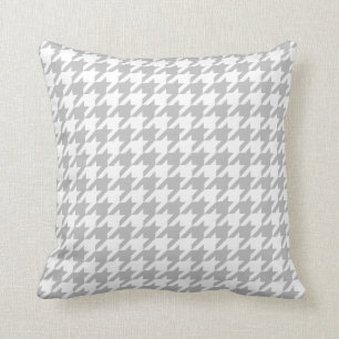 Almofada Houndstooth cinzento & branco algum tamanho