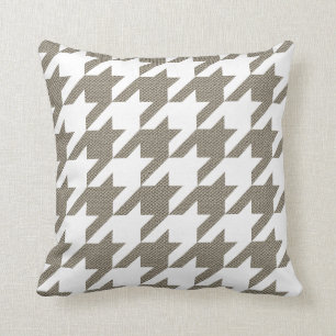 Almofada Houndstooth moderno, branco com textura
