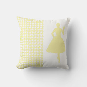 Almofada Houndstooth moderno de creme com silhueta