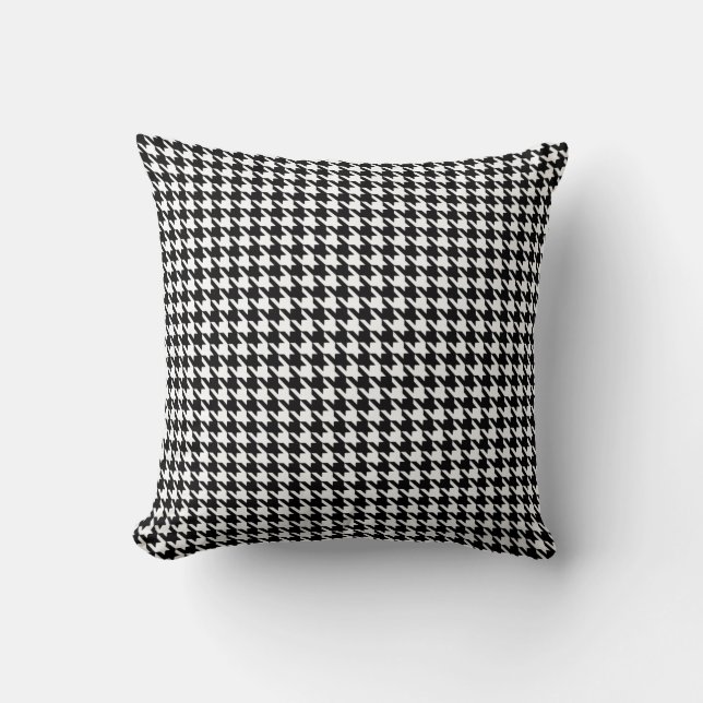 Almofada Houndstooth moderno preto em Emporiomoffa (Frente)