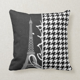 Almofada Houndstooth preto & branco; Paris