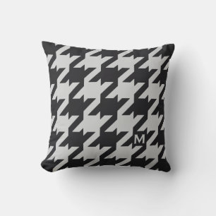 Almofada Houndstooth preto cinzento moderno corajoso com