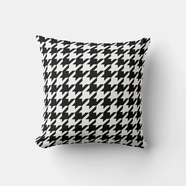 Almofada Houndstooth preto e branco (Frente)