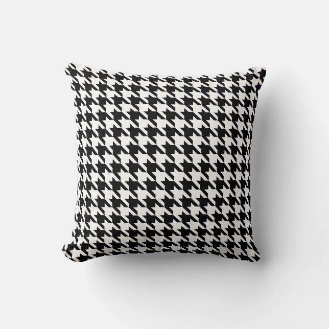 Almofada Houndstooth preto e branco clássico (Frente)