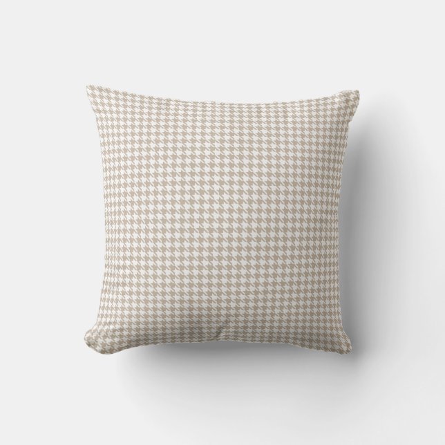 Almofada Houndstooth Tan e branco (Frente)