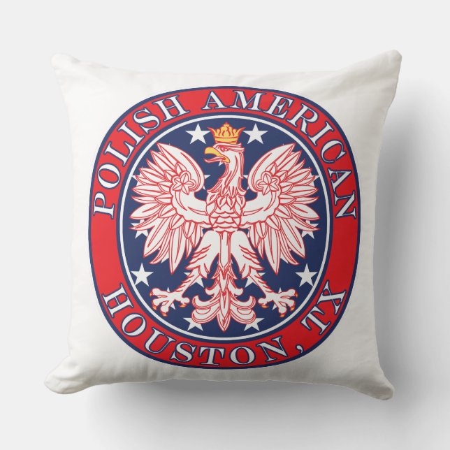 Almofada Houston Texas Polska Eagle Polonês (Frente)