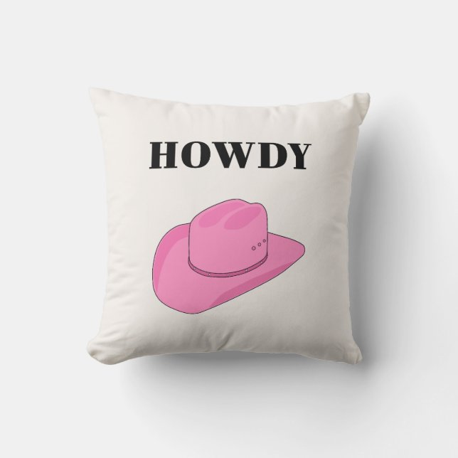 Almofada Howdy Cowboy Hat Pink (Frente)