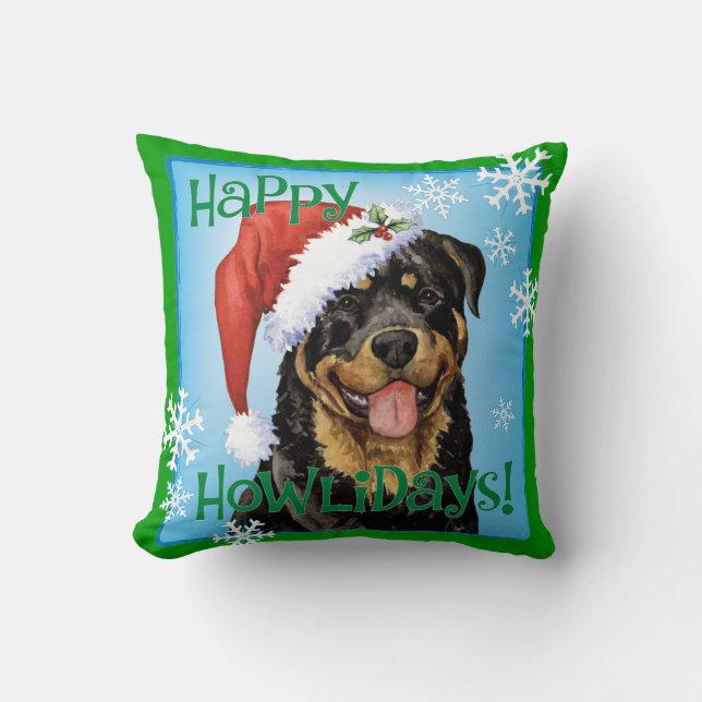 Almofada Howlidays feliz Rottweiler (Frente)