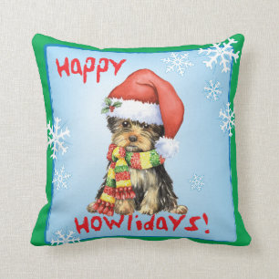 Almofada Howlidays feliz Yorkie