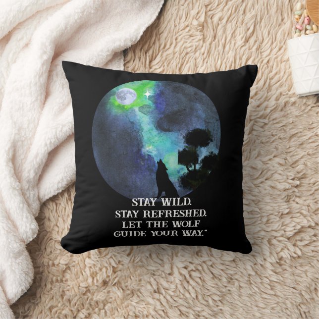 Almofada Howling Wolf and Moon Pillow | Mystical Forest Nig (Cobertor)