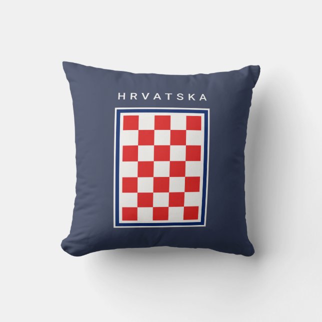 Almofada Hrvatska Checker Blue Border (Frente)