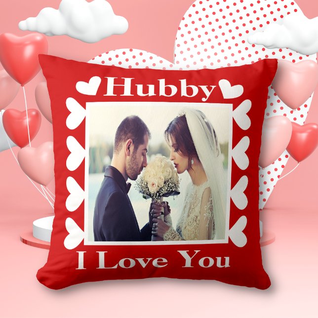 Almofada Hubby I Love You Custom Casal Photo (Criador carregado)