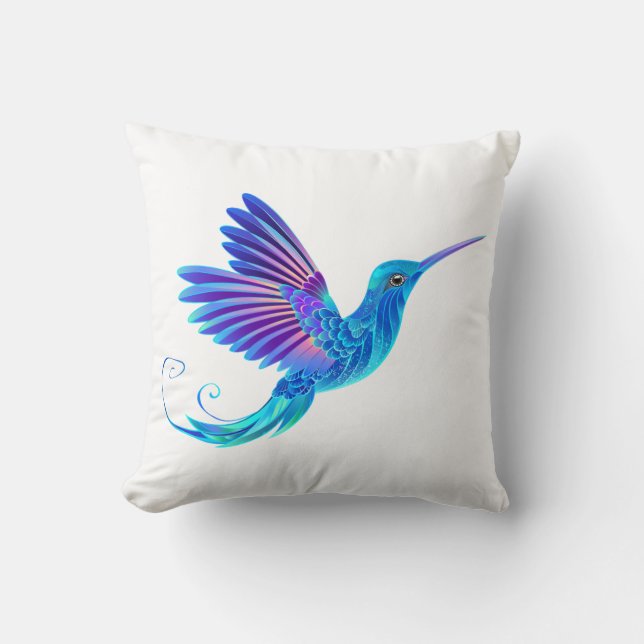 Almofada Hummingbird Decorativo a Cor Azul (Frente)