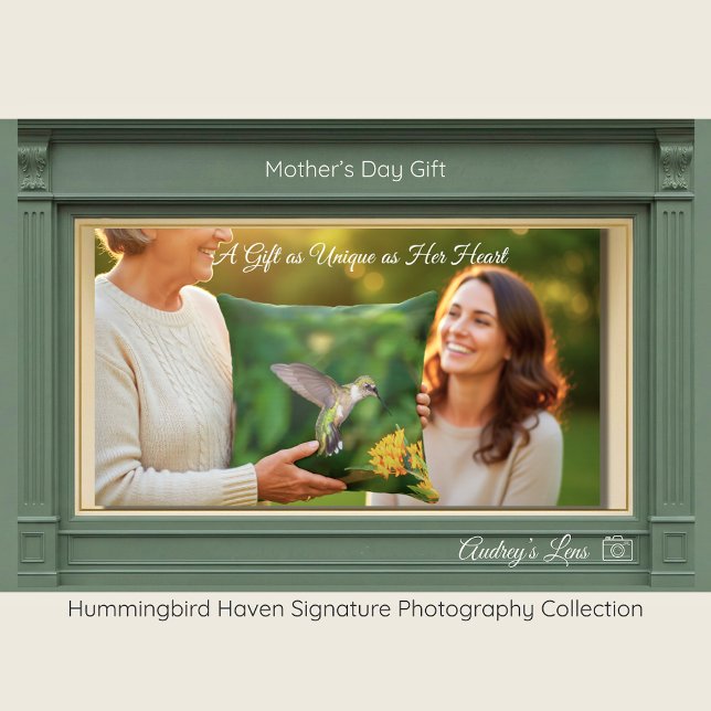 Almofada Hummingbird & Lantana Gift for Mom | Throw Pillow  (Criador carregado)