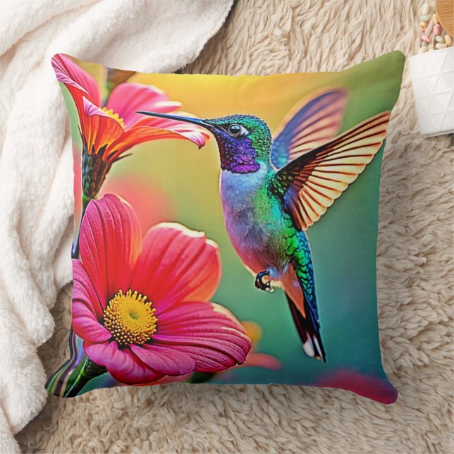 Almofada Hummingbird vibrante no Sunset Design (Cobertor)