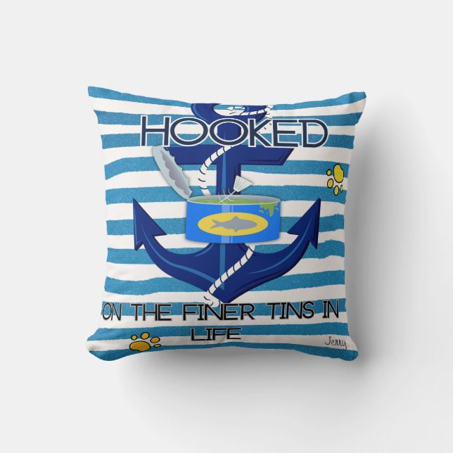 Almofada Humor estético dos pescadores de pasta azul (Frente)