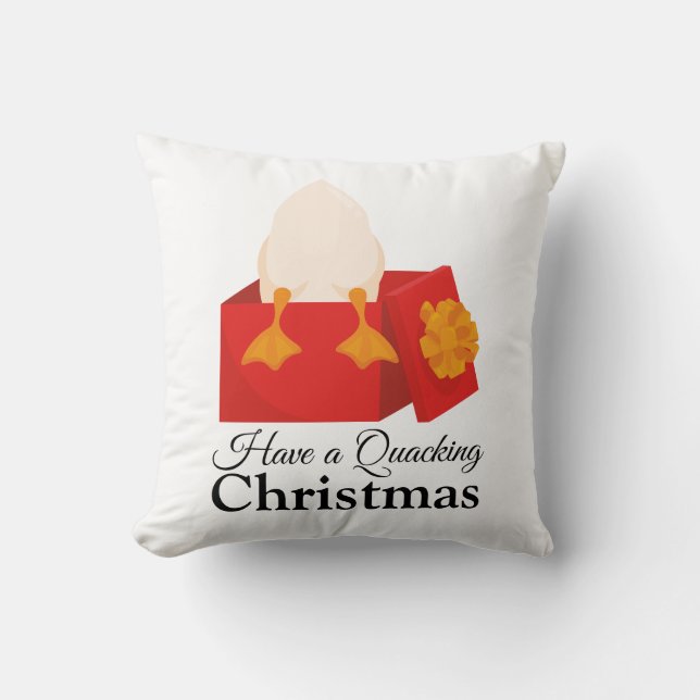 Almofada Humor simples Pato bonitinho de Natal em caixa ver (Frente)