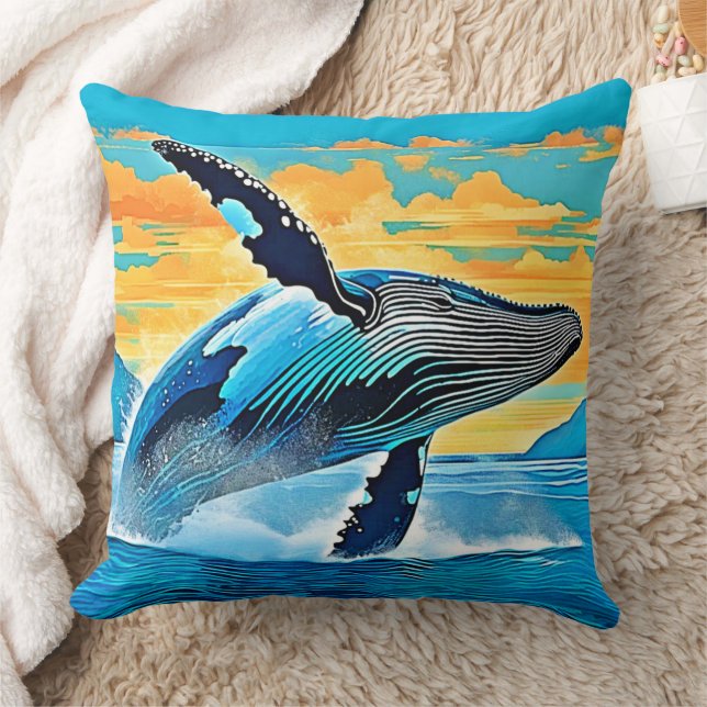 Almofada Humpback Whale Ocean Freedom Jump Design (Cobertor)