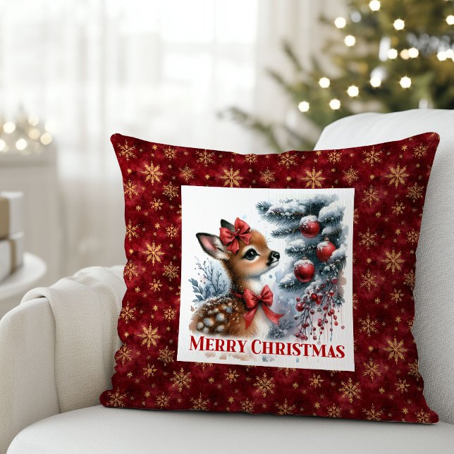 Almofada Hushed Christmas scene baby fawn Christmas pillow  (Hushed Christmas scene baby fawn Christmas pillow (51))
