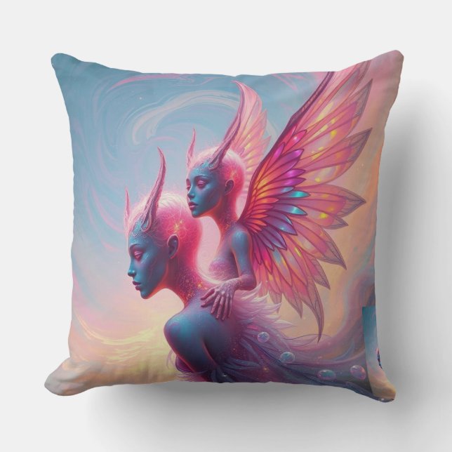 Almofada Hüterinnen des Himmels – Elara & Vireya (Frente)