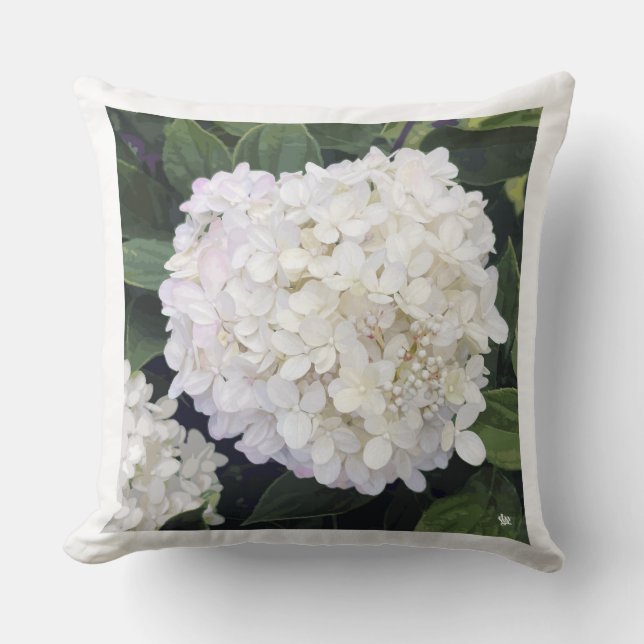 Almofada Hydrangea - Blush branco e roxo - Travesseiro deco (Frente)